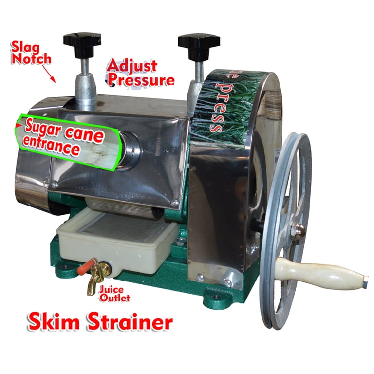 Manual Sugar Cane Juicer Machine - 3 Roller Stainless Steel Press, 50kg/h Capacity, Gear Operated
