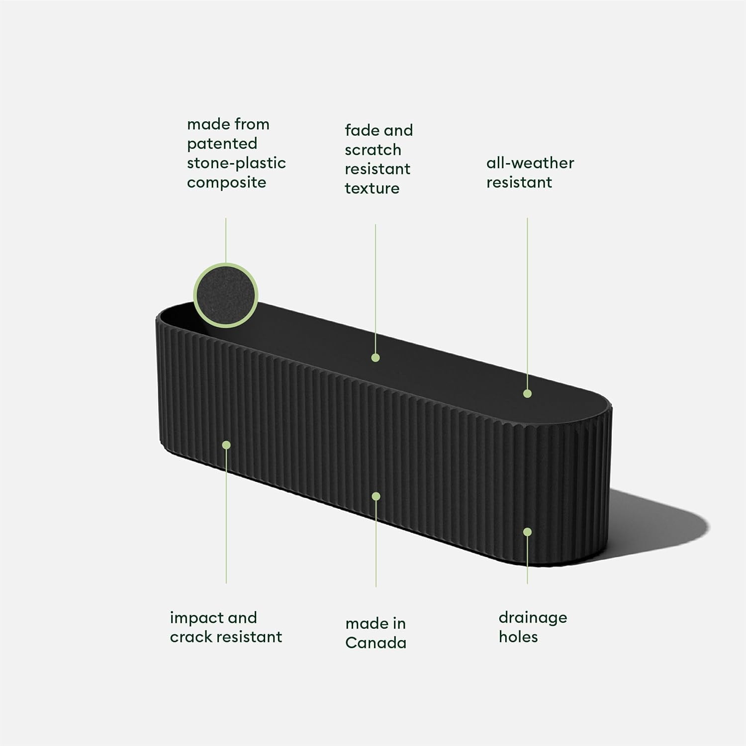 JessieMal Demi Series Window Box Planter - Long Planter Box for Windowsill/Balcony | Durable Plastic-Stone Composite Material | Modern Décor for Flowers/Herbs