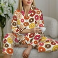 thumbnail image 6 of Haiem Donut Pattern Women’s Long-sleeve Sleepwear,Sleepwear Set,2-piece Loungewear Set,Soft PJs Comfy Nightwear with Pockets-Large, 6 of 7