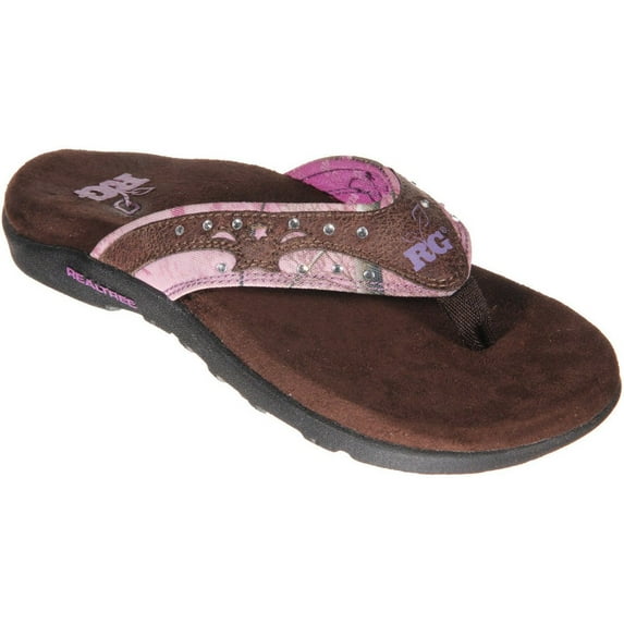 Realtree Girl Trish Women Authentic Slip-On Design, Thong Sandal Lavender Xtra