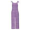 thumbnail image 5 of Frostluinai Plus Size Adjustable Overalls Casual Spaghetti Strap Plaid Jumpsuits Crew Neck Baggy Wide Leg Overalls Summer Rompers with Pocket, 5 of 5