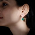 thumbnail image 4 of Rosec Jewels Lab Created Emerald Drop Earrings with Moissanite for Women - 7X9 mm, 10K White Gold, 4 of 7