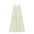 thumbnail image 6 of VBVC Women's Cotton Linen Spaghetti Strap Maxi Dress , Summer Casual Long Dress For Women , Ladies' Loose Fit Beach Vacation Dress with Pockets,Beige,S-2XL, 6 of 7
