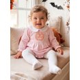 thumbnail image 3 of RUINIXCW Baby Girls Halloween Romper Adorable Pumpkin Applique Embroidery Long Sleeve Doll Collar Striped Jumpsuit, 3 of 9