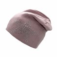 thumbnail image 4 of WREESH Women's Star Hot Diamond Beanie Fashion Solid Color Curling Fall and Winter Knitting Pile Cap, Baotou Hat Pink, 4 of 5