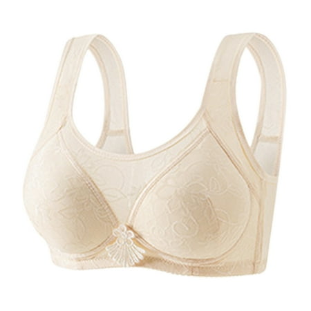 Weikingp Bras for Women  Thin Laceless Comfortable Breathability Underwear Large Size Brater Buckle Female Bra V Neck Vest Bralette Wireless Bra Bralettes for Women Plus Size Lingerie Clearance
