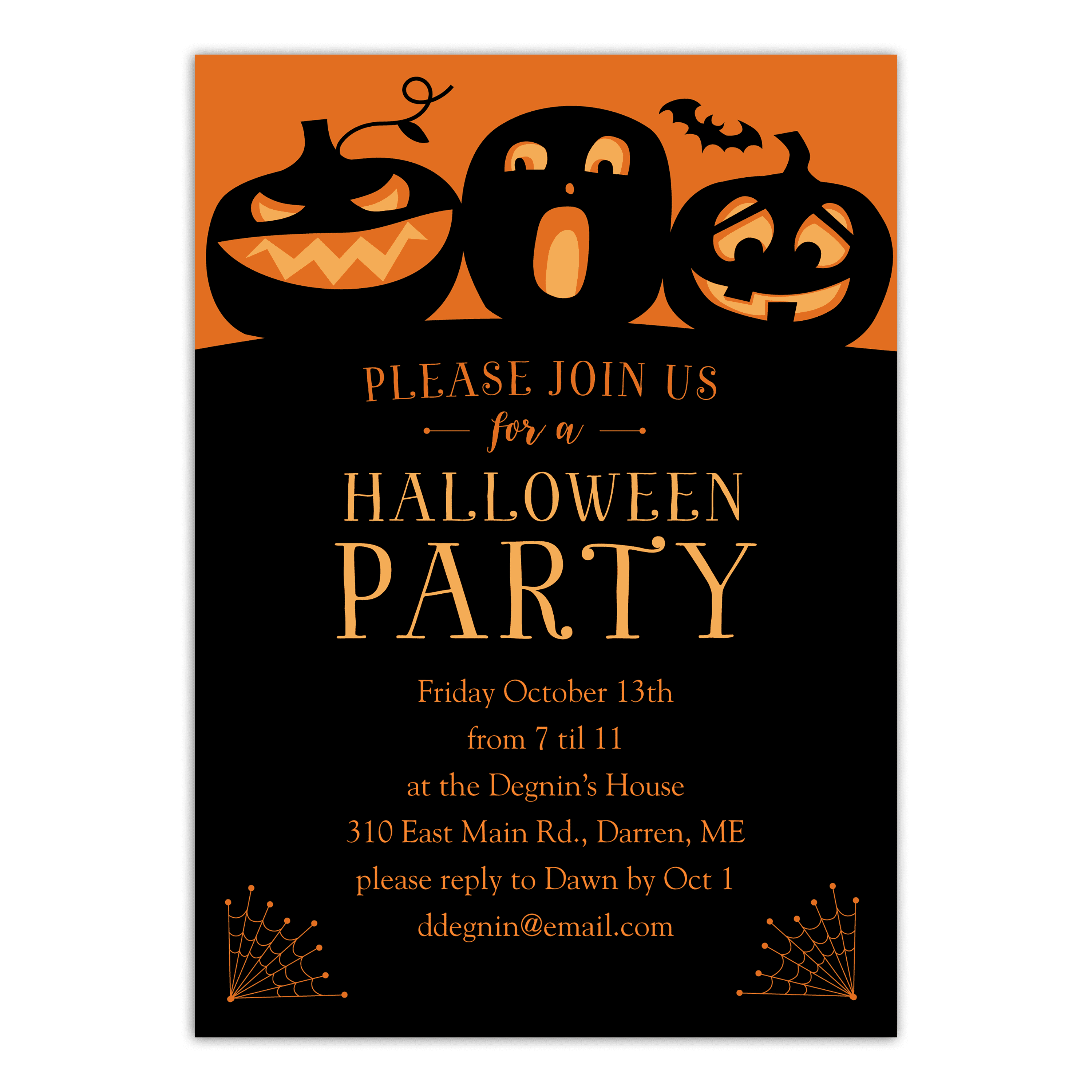Trick Or Treat Black Cat Personalized Halloween Personalized Halloween Party Thank You Cards