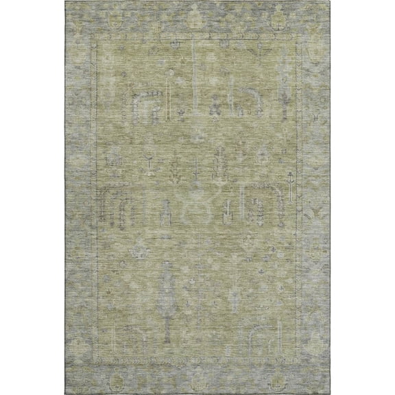 Addison Rugs Mayfield Premium Machine Washable Traditional Global Aloe Rectangle Rug, 5' x 7'6"