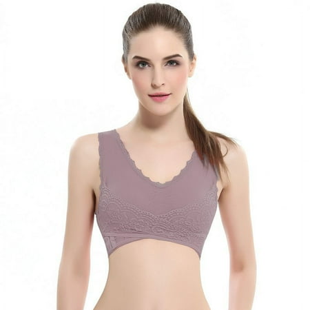 

FANTADOOL Fashion New Cross Side Buckle Without Rims Gathered Sports Underwear Sleep Bra
