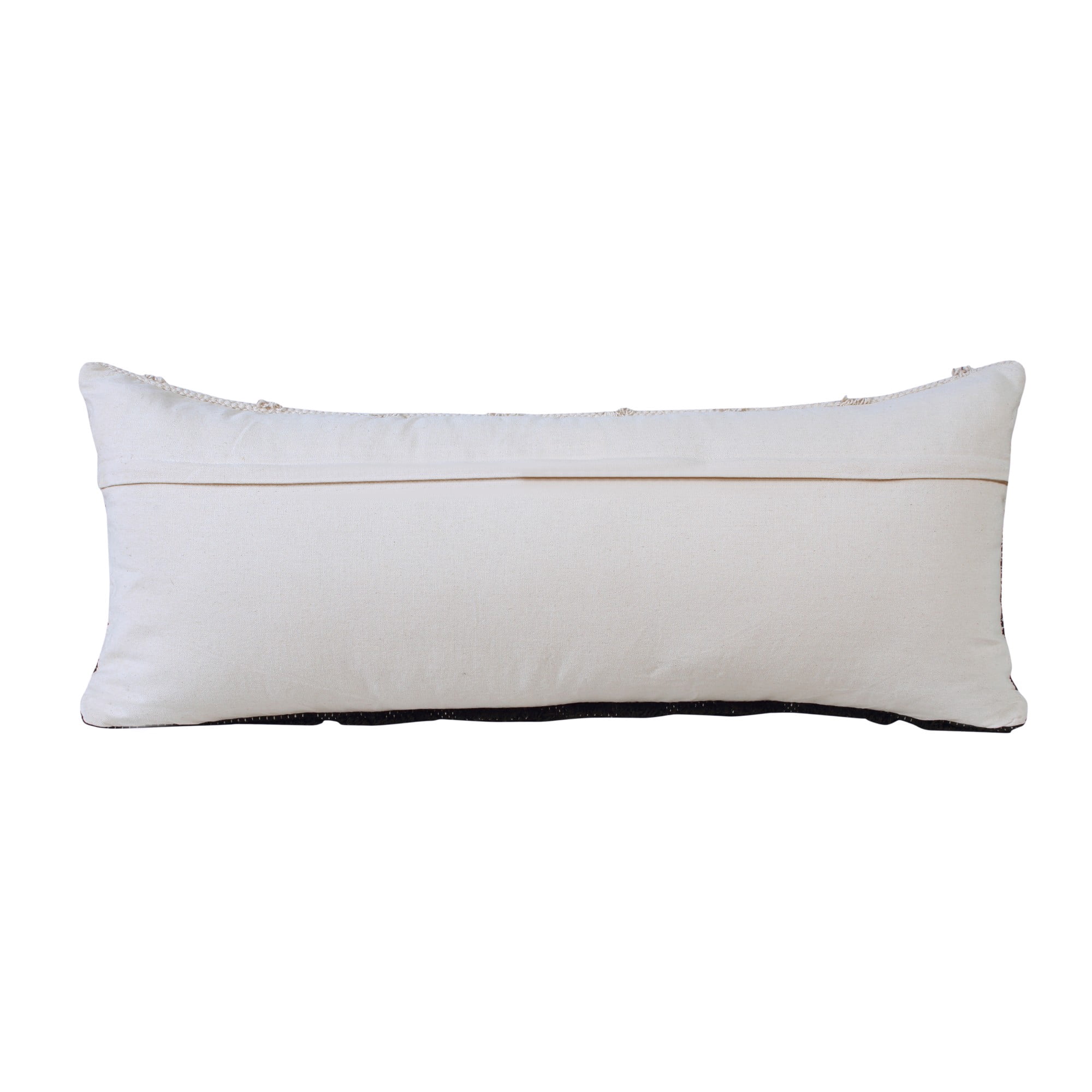 Laddha Home Designs Handwoven Two Tone Geometric Cotton Lumbar Pillow Cover - 36" - Black and White