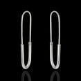 thumbnail image 5 of Sterling Silver Oblong Contemporary Hoop Earrings, 5 of 5