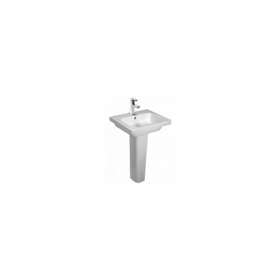 Pedestal Lavatory Sink - Modern Bathroom Vessel Sink, Vitreous China, Mounting Hardware Included