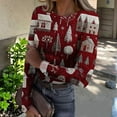 thumbnail image 2 of JGNGSHN Long Sleeve Christmas Shirts for Women Stretch Fitted Round Crew Ribbed Tops Print Tee Shirt Fall Winter Clothes, 2 of 7