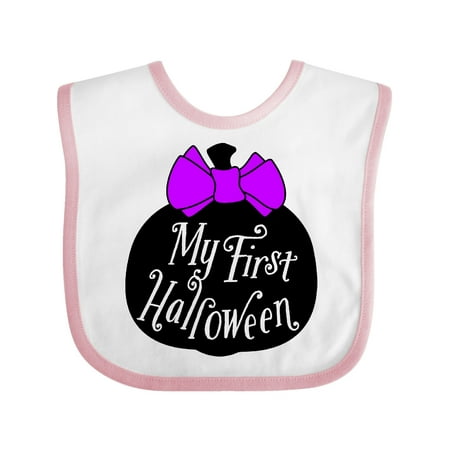

Inktastic My 1st Halloween with Pumpkin and Purple Bow Gift Baby Boy or Baby Girl Bib
