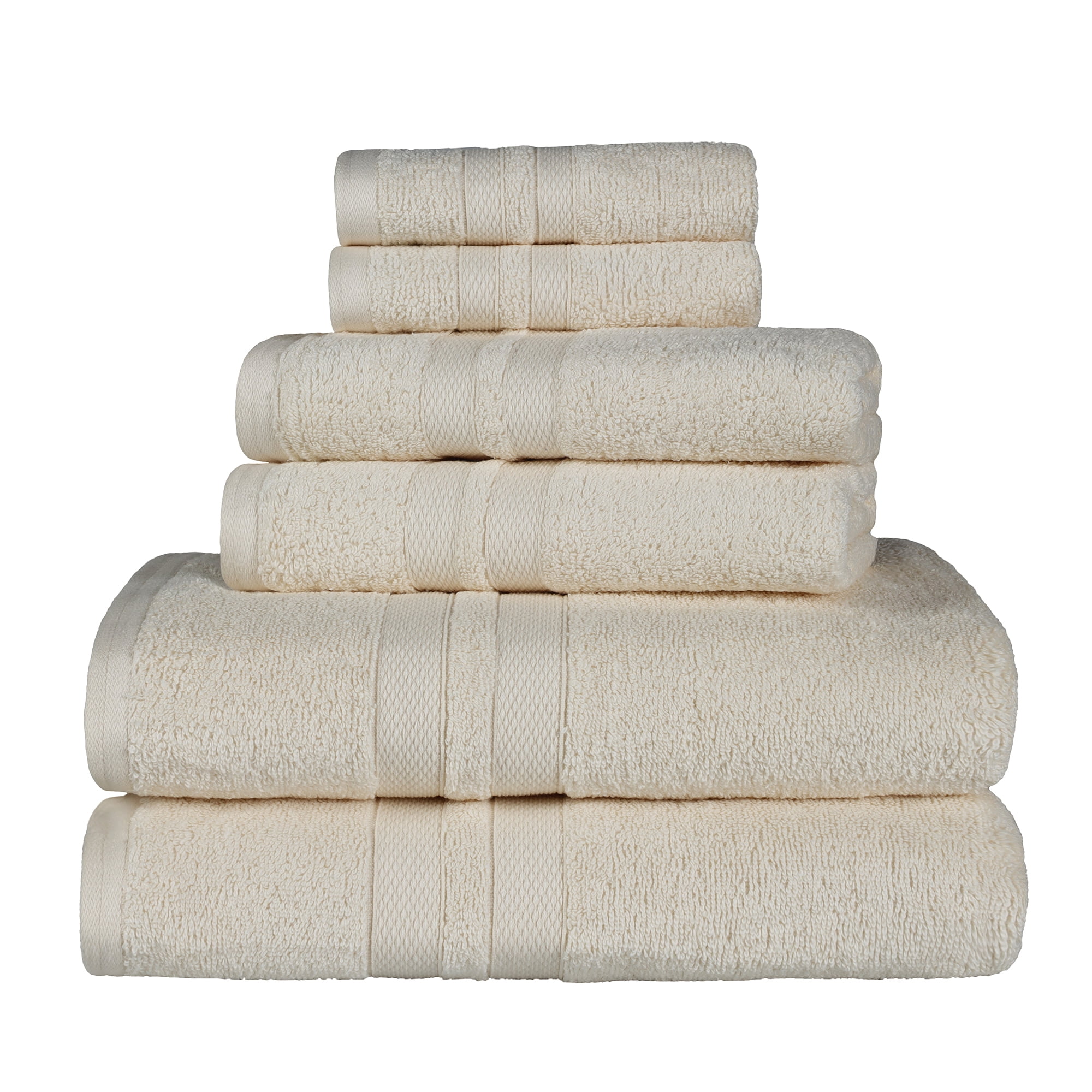 Superior Ulta Soft Cotton 6-Piece Towel Set, Highly-Absorbent Solid Towels, Ivory