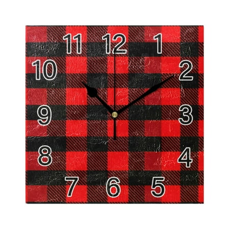 Ryvnso Classic Checkered Grid Wall Clock Square Silent Non-Ticking Battery Operated 7.78