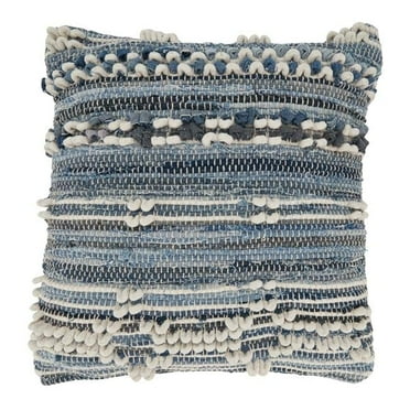 20 in. Denim Delight Chindi Poly Filled Throw Pillow, Denim