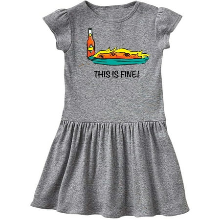 

Inktastic This is Fine! Burning Hot Sauce Gift Toddler Girl Dress