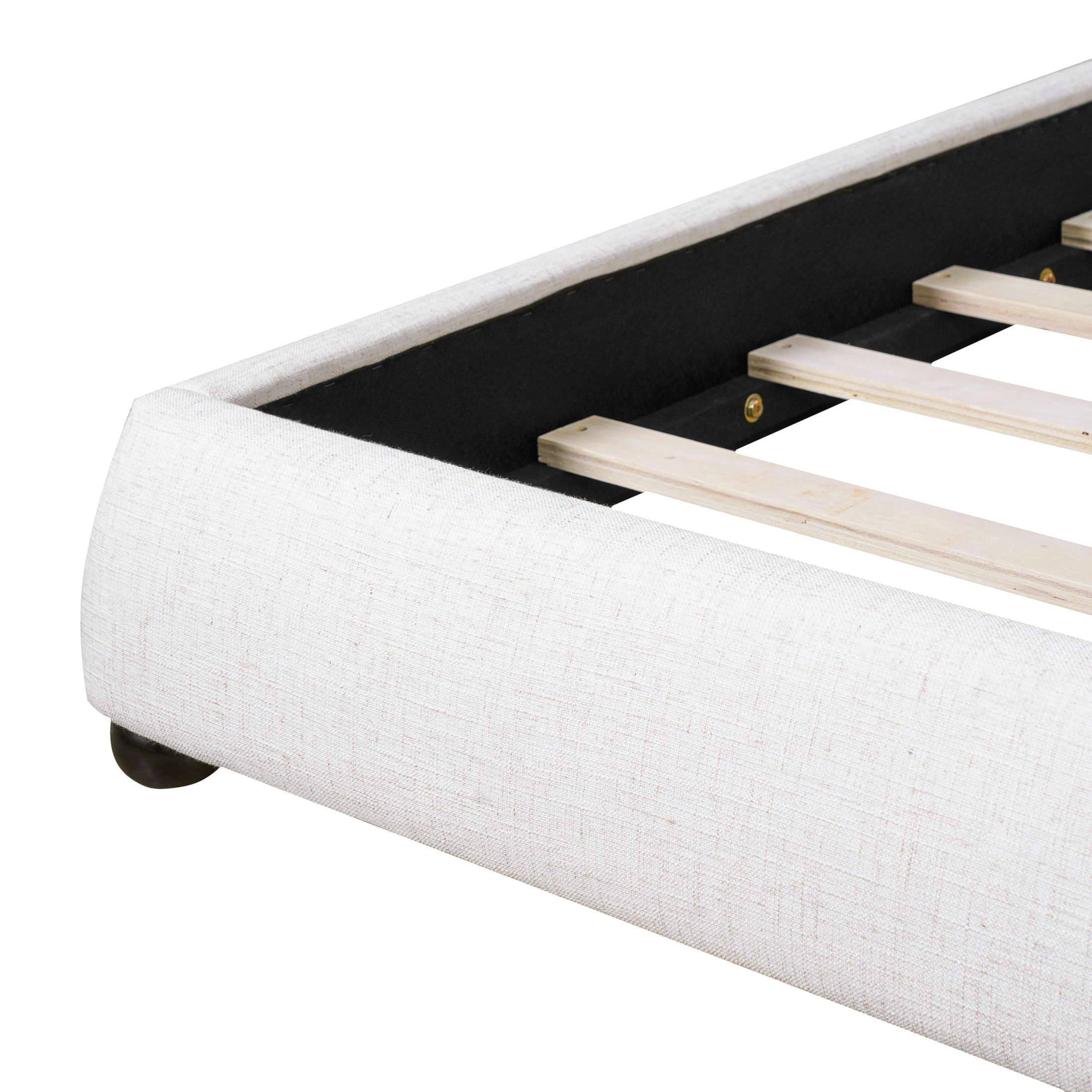 Christopher Knight Home King Upholstered Bed Frame, Linen Fabric Pillow-Back Headboard, Solid Wood Frame, Beige