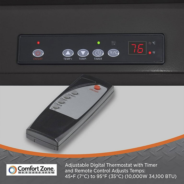 Comfort Zone 10,000W 240V Hard Wired Electric Heater W/Remote, Black -  Walmart.com