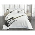 thumbnail image 3 of Ambesonne Guitar Quilted Bedspread Set 3 Pcs, 4 String Bass Music, King Size, Black White Caramel, 3 of 5