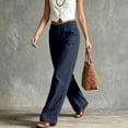 thumbnail image 4 of Women's Patch Pocket Wide Leg Pants, Button Zip Waist, Front Patch Pockets, Relaxed Fit, 4 of 7