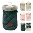 thumbnail image 5 of Pet Clothing Supplies Warm Fleece Padded Apparel Puppy Vest Pet clothes Plush Hoodie Cotton Padded Jacket Winter Coat GREEN M, 5 of 8