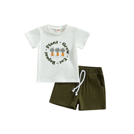 

IZhansean Toddler Baby Boy Easter Outfit Short Sleeve Carrot T-Shirt Tops Drawstring Jogger Shorts Summer Clothes White 2-3 Years