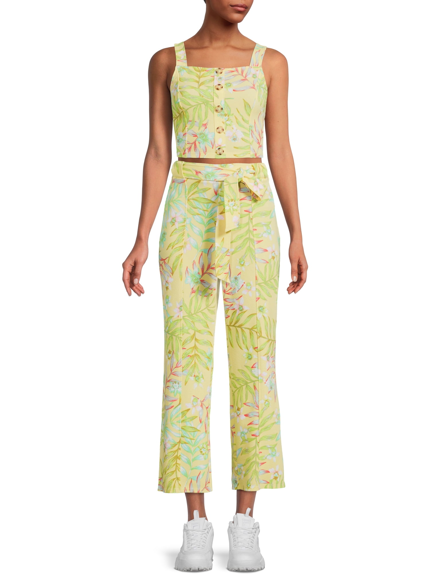 No Boundaries Juniors' Tank Top and Flare Pants Set, Sleeveless