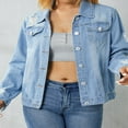 thumbnail image 2 of Women‘s Ripped Denim Jackets  Long Sleeve Button Up Slim Fit Distressed Jean Jackets, 2 of 9