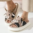 thumbnail image 2 of Women's Y2K Kawaii Linen House Slippers Coquette 3D Cartoon Cow Fleece Slippers Cottagecore Leaky Toe Fluffy Shoes Funny Slipper Cow Stuff Gifts, 2 of 4