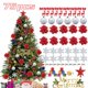 thumbnail image 2 of Juego de decoraciones para árbol de Navidad, bolas de Navidad con flores, colgante para árbol de Navidad, 75 piezas, 2 of 4