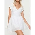 thumbnail image 5 of JYYYBF Women's Summer Mini Dress Casual Sleeveless Deep V Neck Solid Color Flowy Dress Eyelet Embroidery Dress, 5 of 7