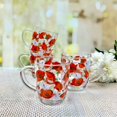 thumbnail image 3 of STP GOODS Poppies and Daisies Glass Mug Set of 4 pcs 11.2 fl oz (330 ml) Tea Mugs for Hot Beverages Coffee and Tea Mugs for Latte Cocoa Chocolate Glass Drinkware, Service for 4, Red White Clear, 3 of 6