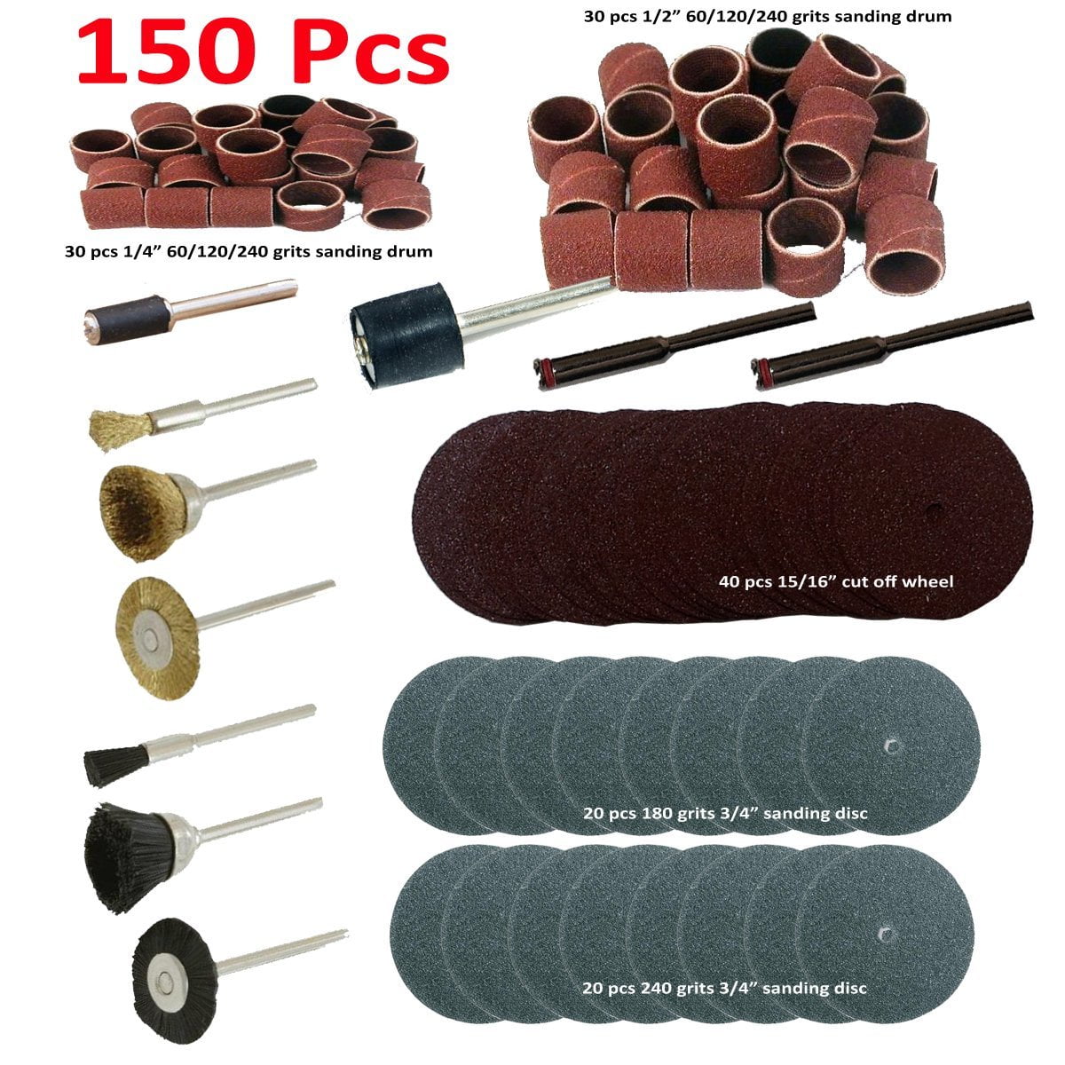 Details about   150PCs Dremel Sanding Band Sleeves Drum Kits For Cutting Grinding Rotary Set 