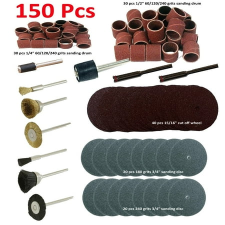 

MTP ® 150 Pcs Rotary Power Tool Accessory Kits Set Suit for Dremel 3000 4000 8220-2/28 395 7700-1/15 4000 3/34 Milwaukeen Nextec 1/8 Shank Hobbyy Clean Polish Sanding Drum Brass Nylon Wheel