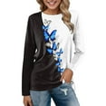 thumbnail image 1 of PENGXIANG Hauts Quotidiens pour Femmes Manches Longues Blouse Confortable à Imprimé Floral Tunique Décontractée Col Chandail Chemises, 1 of 4