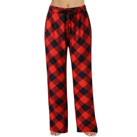 

Xinqinghao Women Jogger Pants Women s Spring Fashion Casual Plaid Lace Cotton Can Be Worn Outside Pajamas Home Pants Sweat Pants For Womens Red M