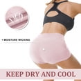 thumbnail image 4 of FEDTOSING High Waist Soft Yoga Shorts Pink Workout Booty Spandex Shorts for Women 3",up to Size 2XL, 4 of 7