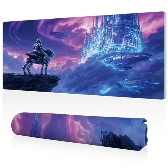 LIVEKEY Mouse Pad Sci-fi Astronaut Riding Mech Creature 80x40cm Extra Large Full Desk Coverage Non Slip Durable Easy Clean Stitched Edges for Gaming and Office