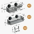 thumbnail image 4 of Shower Caddy Suction Cup, 3 Pack Heavy Duty Bathroom Organizer for Inside Shower with Hooks & Soap Holder, Removable Bathroom Organizer, Rustproof Silver Holder Storage Storage, 4 of 10