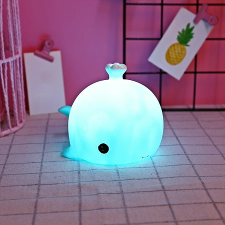

SPRING PARK Cute Cartoon Whale Shape LED Night Light Battery Operated Kids Bedroom Lamp