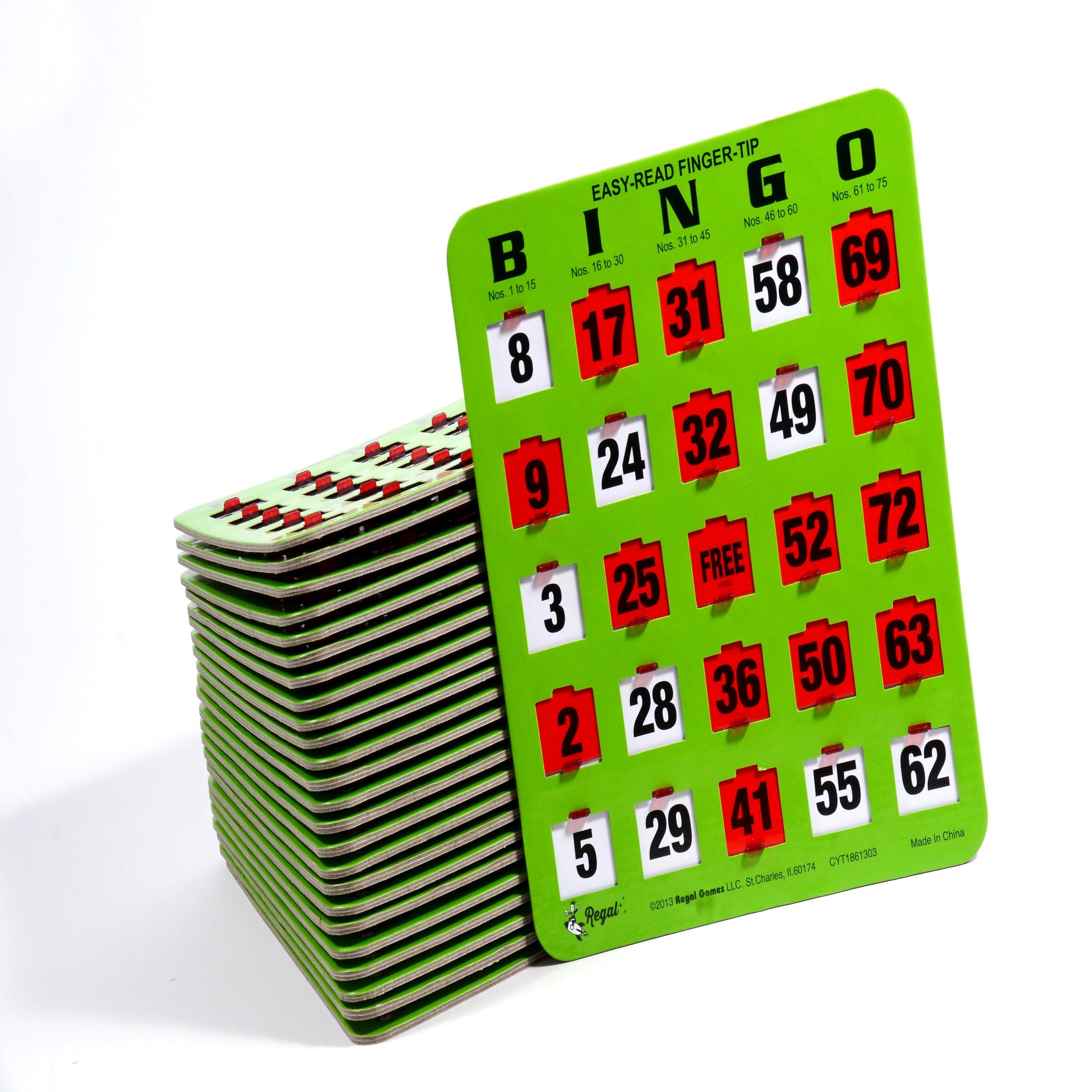 # 65-0053CGx100 100 Green Bingo Easy Read Jumbo Shutter Slide 8" x 9" Cards 
