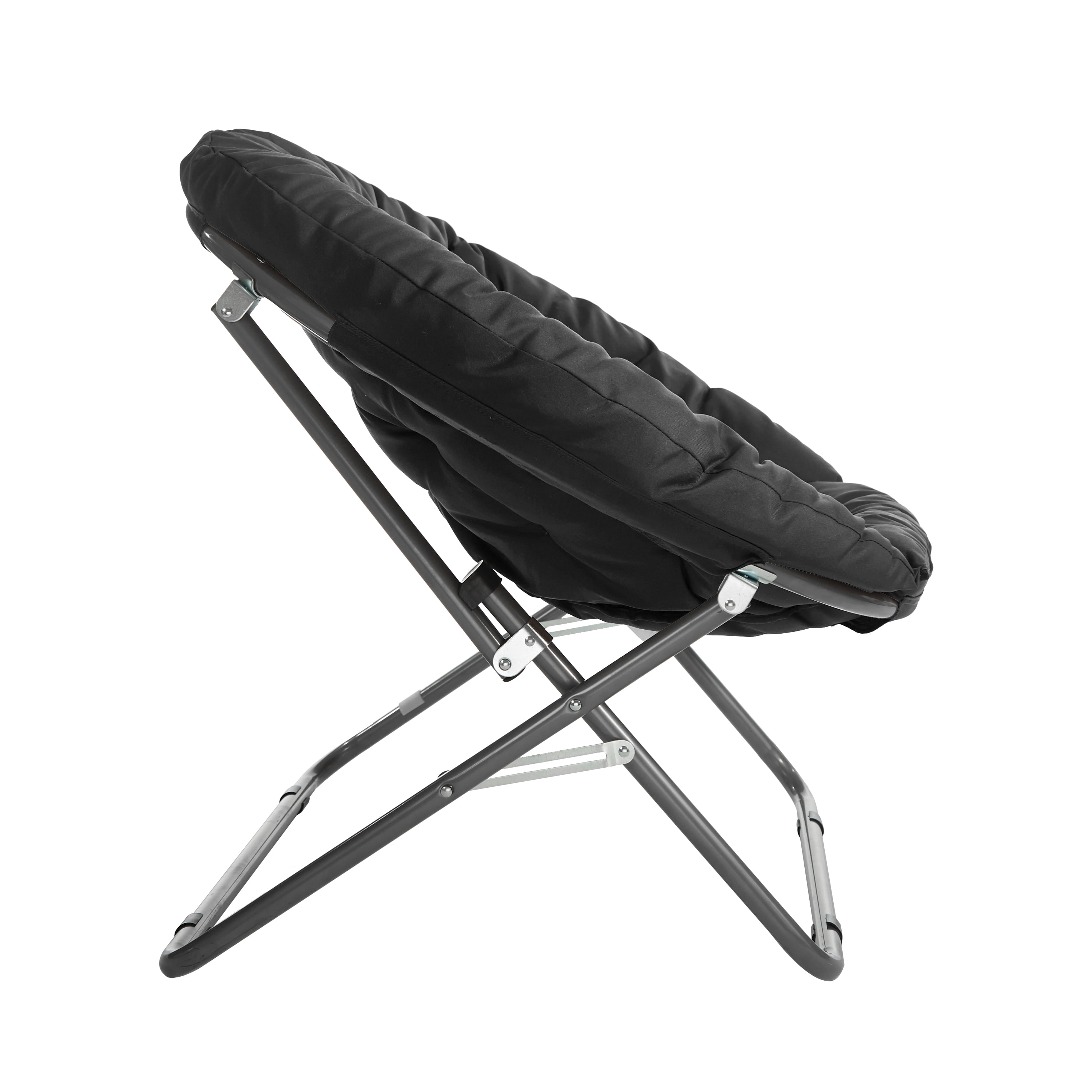 37 L x 30 W X 30 D Black Urban Shop Oversized Micromink Moon Saucer Chair