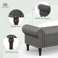 thumbnail image 4 of Apicizon 60” with Storage, Upholstered Tufted Button Window  with Plenty Hidden Storage Space,Faux Leather Ottoman  for Bedroom, Living Room, Entryway，Gray, 4 of 8