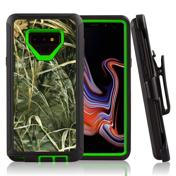 For Samsung Galaxy Note 9 Heavy Duty Defender Armor Hybrid Case Cover With Clip Camouflage/Green