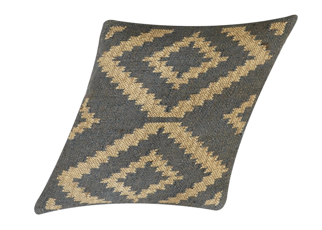 Indian Style Kilim Pillowcase Wool Jute Square Decorative Cushion Cover for Home Bedroom Décor (18")
