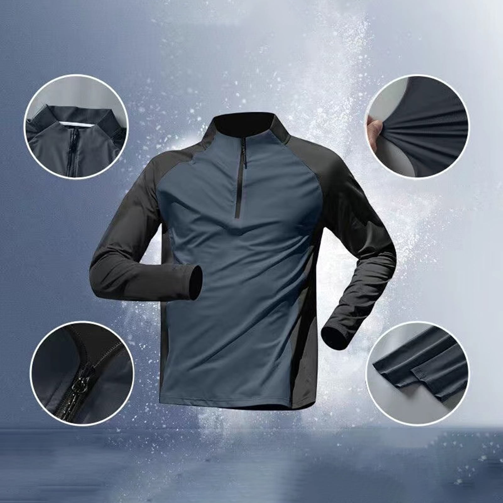 sunsanly 2Pcs/Set Men's Quick-drying Fitness Suit Half-zip T-shirt Trouser Set Sports Track Field Clothes Breathable Sportswear for Running Cycling