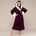 thumbnail image 5 of Cozyvia Fleece Bathrobe for Women Plus Size Soft Plush Hooded Long Robe Fluffy Warm Thick Kimono Robes Oversize Shaggy House Coat - Wine M, 5 of 5