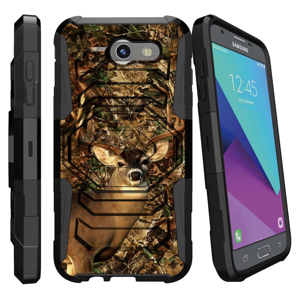 Samsung Galaxy J3 Emerge Case Galaxy J3 17 Case J3 Pro Case Armor Reloaded Extreme Rugged Protector With Kicsktand And Bonus Holster Deer Hunting Camo Walmart Com Walmart Com